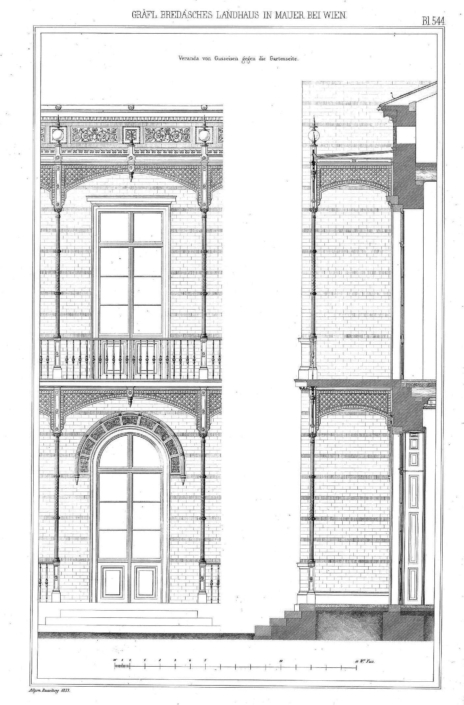 Teilansicht der Verandakonstruktion / Quelle: ONB, Allgemeine Bauzeitung, 1853, S. 544